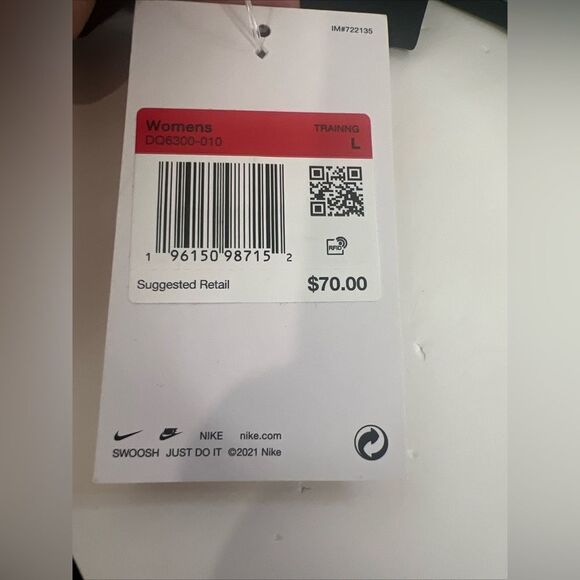 Nike Women's PRO Mid-Rise 7/8 Black Green Glow Training Tights Sz L $70 Rare! - Picture 3 of 3